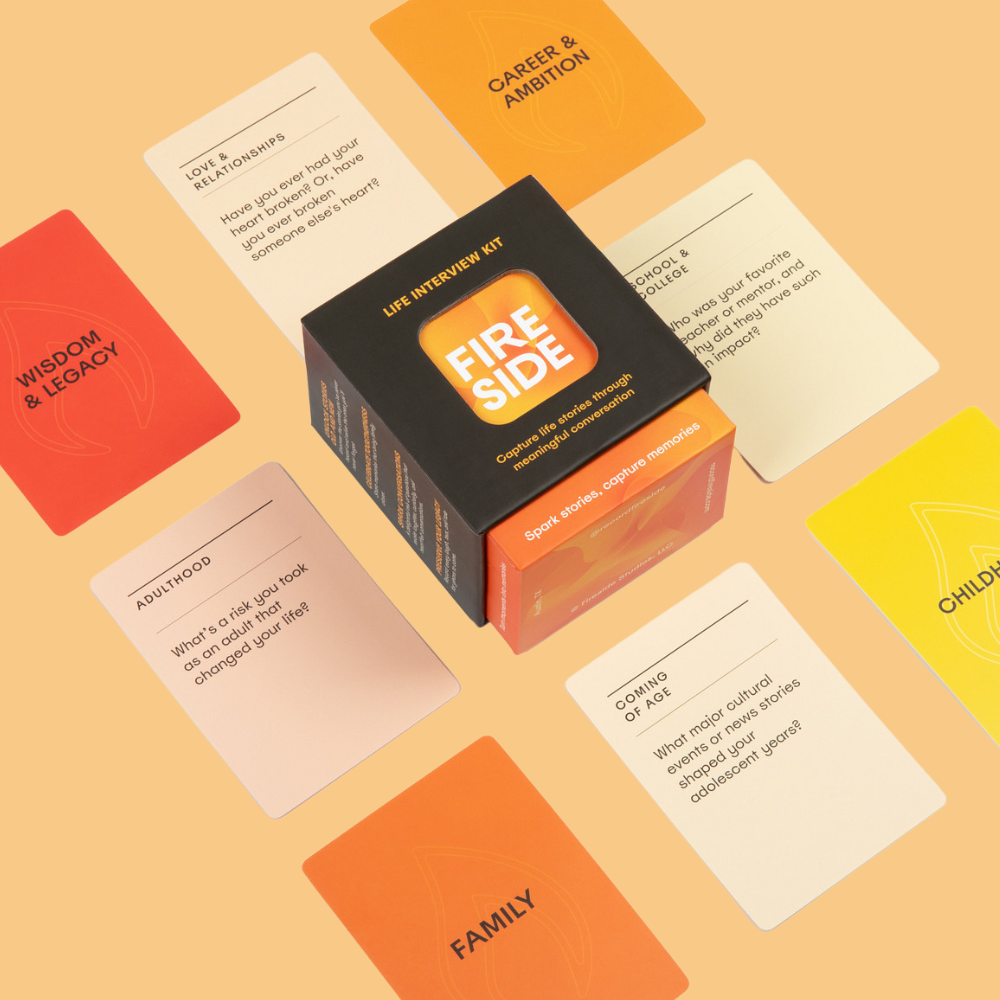 Cards on table with different categories 